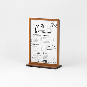 Portapapeles de madera para mesa: ideal para menús u ofertas especiales, para restaurantes, cafeterías, panaderías, pizzerías y bares.