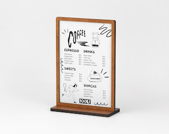 Wooden Tabletop Menu Holder: Magnetic Paper Display, Restaurant Cafe Decor