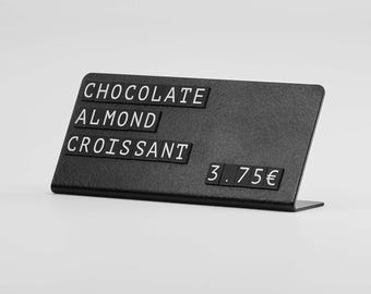 Étiquettes de prix en métal noir avec lettres magnétiques interchangeables pour cafés - Rehaussez votre présentoir de café - Lot de 12 ou 24 pièces.