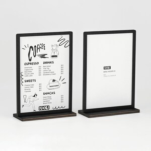 Set di due espositori da tavolo in legno per menù, porta carta naturale A5, elegante espositore per menù, perfetto per ristoranti, bar, matrimoni ed eventi