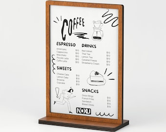 A5 Wooden Menu Holder: Tabletop Display Stand for Restaurant Cafe