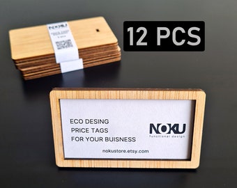 12 pcs of Merchandise Tags -  Price Display Stand for market. Price Signs, Price labeling, Price Tags, or Retail Tags. Wooden Tags.Size90x50