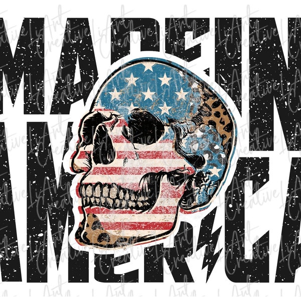 Made in America Skull 2 PNG files, Made in USA Png, July 4th png, Patriotic png, America Retro Png, Sublimation Design Download