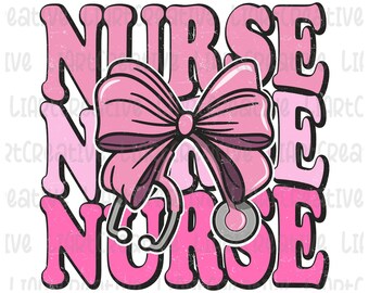 Nurse Coquette Pink bow Png, Nursing png, Medical Assistant png, Nurse life png, Nurse shirt design png, Healthcare png, stethoscope