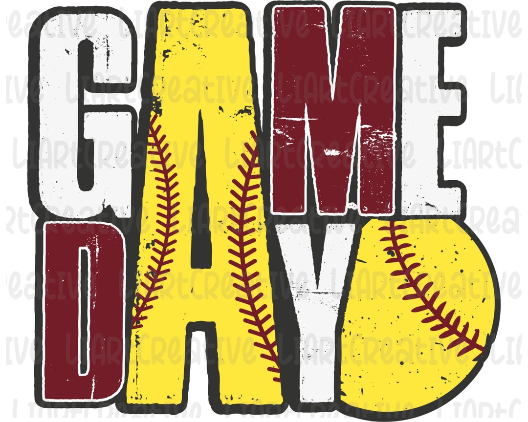 Softball Game Day Maroon PNG File, Softball Retro Png Sublimation