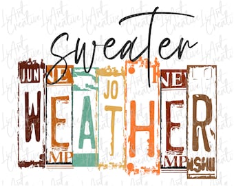 Suéter clima PNG, diseño de sublimación de suéter retro, Png de Acción de Gracias, Png de sublimación de otoño, Png de Halloween, Png de sublimación de otoño