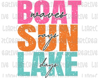Boat Waves Sun Rays Lake Days png, Summer PNG, Beach Life png, Summer designs png, Png designs for sublimation download