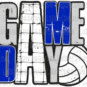 Game Day-volleybal blauw en wit png, volleybal png-sublimatieontwerp, Game Day-volleybal retro png