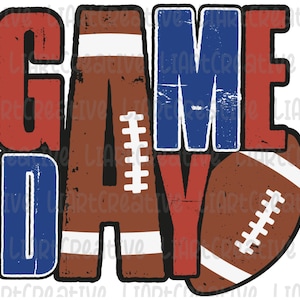 Football Game Day Red and Blue PNG, Football Png Sublimation Design Download, Football Game Day png, Football png designs