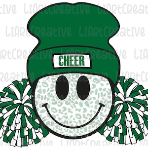 Cheer Green Beanie Smile PNG, Cheerleader Smiled Png Sublimation Design, Cheerleader Happy Face png, Cheerleading Green png design