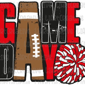 Football Cheer Game Day Red and Black PNG, Football Png Sublimation Design Download, Football Cheerleading Game Day png, Football png