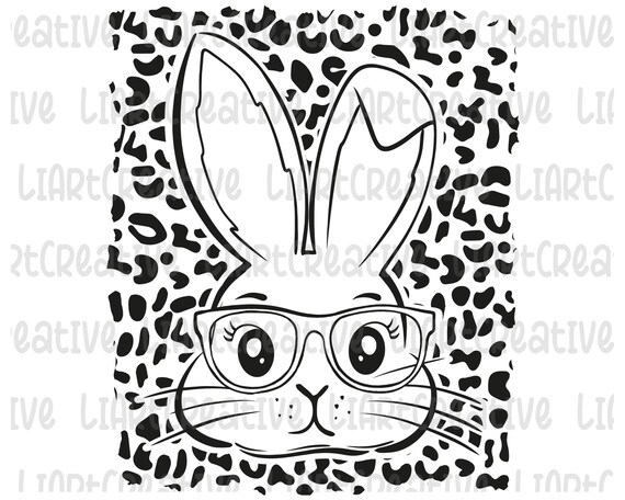 Bunny Hand Drawn PNG, Leopard Bunny Png, Bunny Easter Glasses Sublimation png Design, Easter png