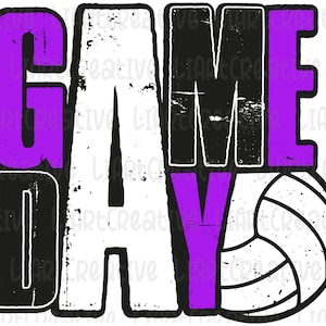 Volleyball Game Day Purple and Black Png, Volleyball Png Sublimation Design, Volleyball Game Day png, Volleyball png