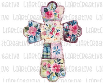 Blumen Patchwork Christliches Kreuz Png, Aquarell Kreuz Png, Glaube Png, Christliches Mädchen Png, Osterkreuz Png, Jesus Christ Kreuz Png