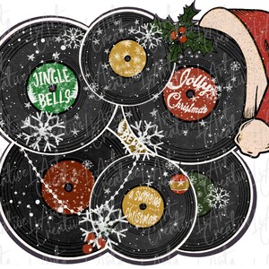 Christmas Music records Vintage PNG, Retro Music Christmas Png, Groovy Christmas Png Print, Christmas Png