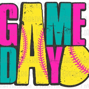 Softbal Game Day Roze Teal PNG-bestand, Softbal Retro Png Sublimatie Design, Softbal png ontwerp, Game Day PNG