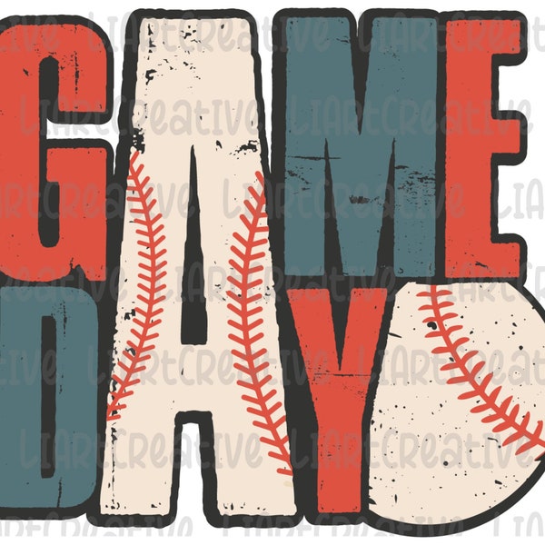 Baseball Game Day PNG File, Baseball Retro Png Sublimation Design, Baseball png design, Game Day PNG