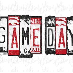 Game Day Retro Red and Black Png, Sport Game Season Red and Black Team Png Diseño de sublimación, Game Day Vintage Png