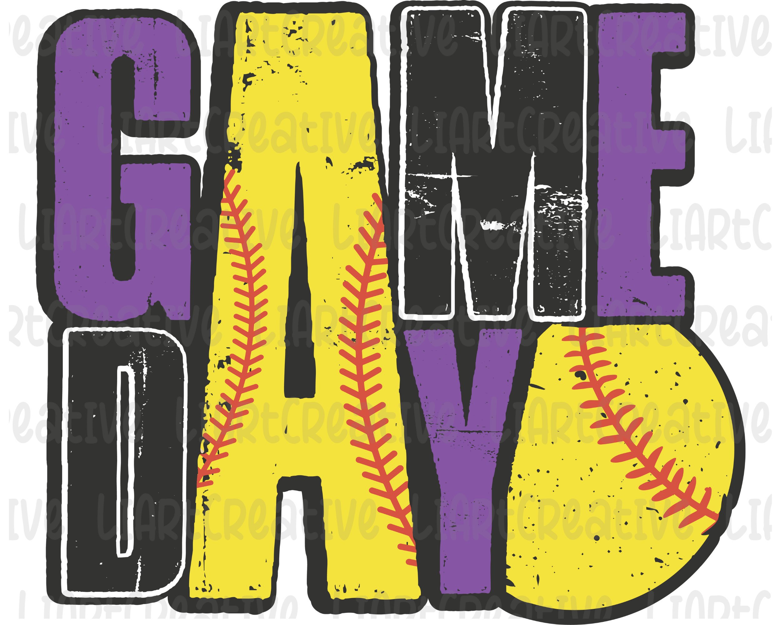 Softball Game Day Purple Black PNG File, Softball Retro Png Sublimation Design, Softball png design, Game Day PNG