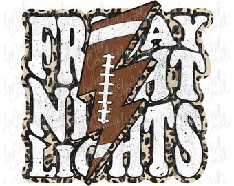 Friday Night Lights Png, Retro Football Png Sublimation Design, Football Leopard Lightning Bolt Png