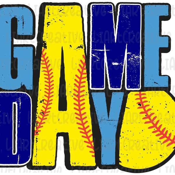 Softball Game Day Blue PNG File, Softball Retro Png Sublimation Design, Softball png design, Game Day PNG