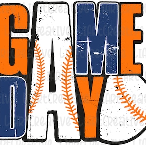 Baseball Game Day Navy Blue and Orange  PNG File, Baseball Gold Purple Png Sublimation Design, Baseball png design, Game Day PNG