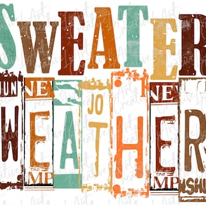 Sweater Weather PNG, Retro Sweater Weather Sublimation Design, Thanksgiving Png, Fall Sublimation Png, Halloween png, Autumn Sublimation