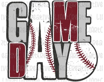 Baseball Game Day Maroon PNG File, Baseball Retro Png Sublimation Design, Baseball png design, Game Day PNG