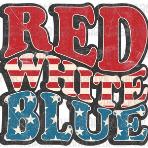 Rode, witte en blauwe retro PNG, 4 juli png, 4 juli png, patriottische png, America retro png, sublimatie ontwerp downloaden
