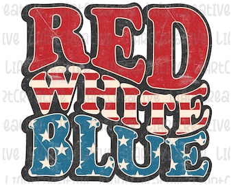 Red, White & Blue retro PNG, 4th Of July Png, July 4th png, Patriotic png, America Retro Png, Sublimation Design Download