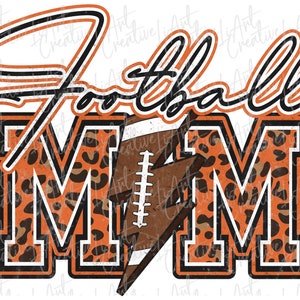 Football Mom Png, Lightning Bolt Png, Football Orange And Black Sublimation Design, Mom Png