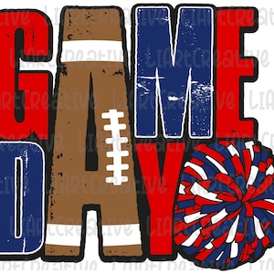 Football Cheer Game Day Red and Navy Blue PNG, Football Png Sublimation Design Download, Football Cheerleading Game Day png, Football png