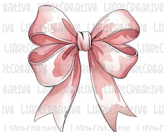 Lazo rosa coqueto png, Lazo png, Sublimación de lazo rosa, Lazo de cinta acuarela png, Coqueta png, Femenino png, Lazo de niña suave png