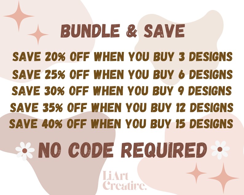 Peut inclure: Graphique promotionnel de style r&eacute;tro avec le texte &laquo;&nbsp;BUNDLE & SAVE&nbsp;&raquo;. Il d&eacute;taille des r&eacute;ductions allant jusqu'&agrave; 40&nbsp;% sur l'achat de plusieurs mod&egrave;les, sans code requis. Le design comprend des accents floraux et &eacute;toil&eacute;s.
