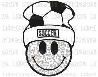 Soccer Beanie Smile Png, Soccer Smiled Png Sublimation Design, Soccer Happy Face png, Soccer png designs