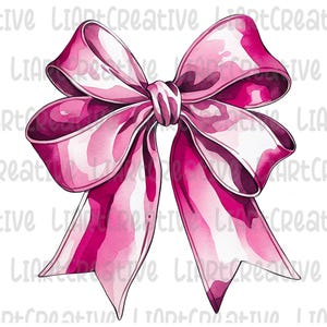 Trendy Coquette Pink Bow png, Bow png, Ribbon Bow Watercolor png, Coquette png, Girly png, Bright Girl Bow Png, High resolution