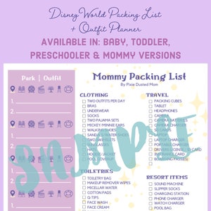 Mommy DisneyWorld Packing Printable