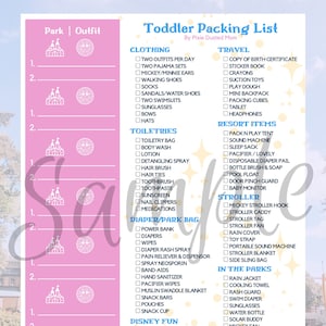 Druckbare Disneyland Kleinkind Packliste und Outfit Planner