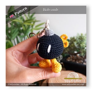 Patrón de ganchillo para llavero Bob-omb (PDF) Amigurumi inspirado en el anime