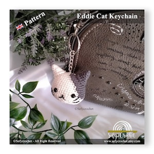 Eddie Cat Keychain  - Amigurumi Crochet Pattern -  PDF File  English