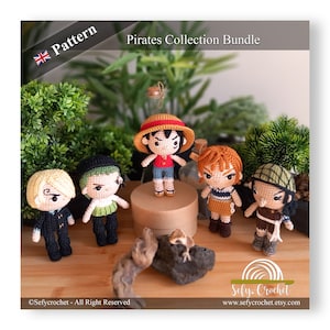Pirates Collection Bundle - 5 Amigurumi Häkelanleitungen - Spare mit diesem Set - PDF - Anleitung in Englisch