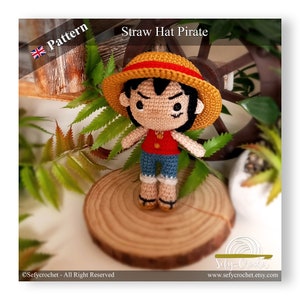 Straw Hat Pirate Amigurumi Crochet - PDF - English Instructions