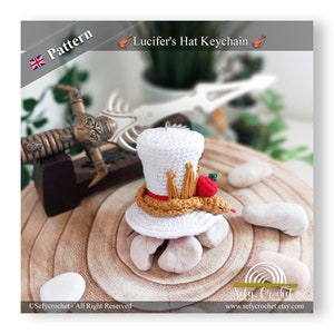 Lucifer's Hat Keychain - Hazbin Hotel - Amigurumi Crochet Pattern  - PDF - Instructions in English
