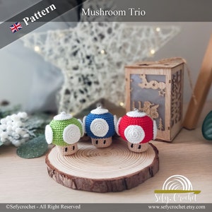 Mushroom Trio Keychain - Super Mario Bros - Amigurumi Crochet Pattern ...