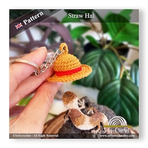 Straw Hat Keychain- Amigurumi Crochet Pattern  - PDF - Instructions in English