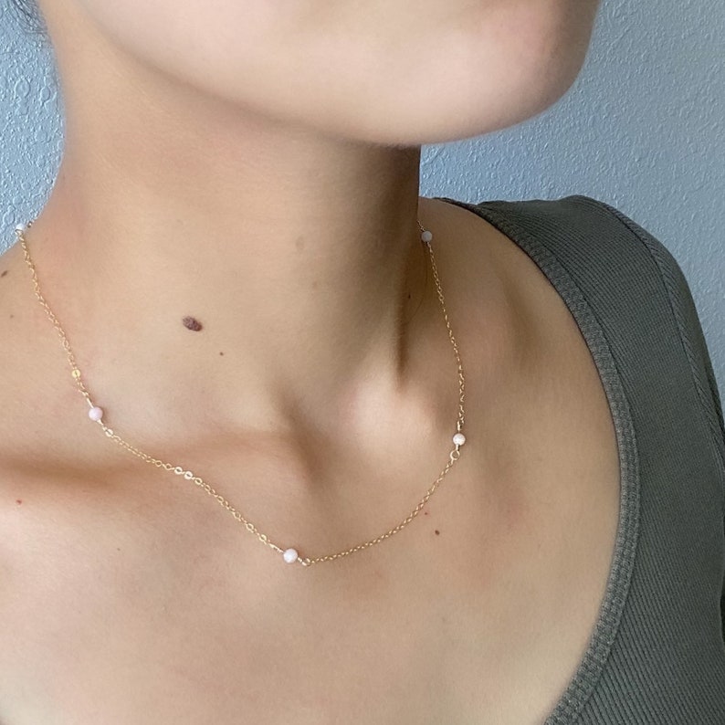 Small Citrine Necklace, Delicate Gemstone Choker, Birthday Gift for Friends, Necklaces for Women, Birthday Necklace, Birthday Gift for Her image 3