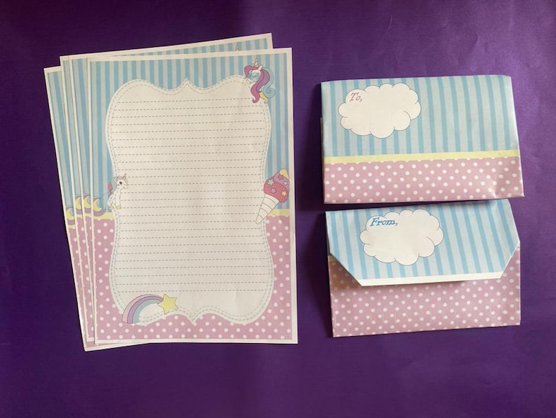 UNICORN LETTER Writing Set. Etsy