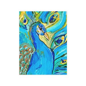 Pacotes de cartões postais de papelaria com pintura de pavão e penas extravagantes (envelopes incluídos)