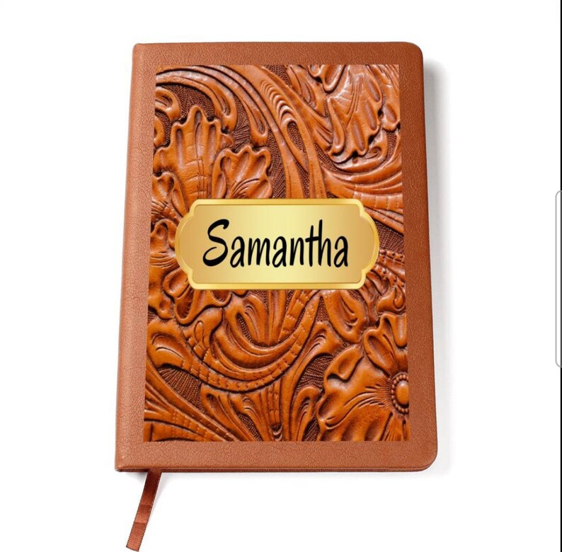 Personalized Vegan Leather Journal With Gold Name Plate Etsy