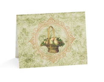 Vintage Woven Basket Easter Greeting Cards (1, 10, 30, and 50pcs)